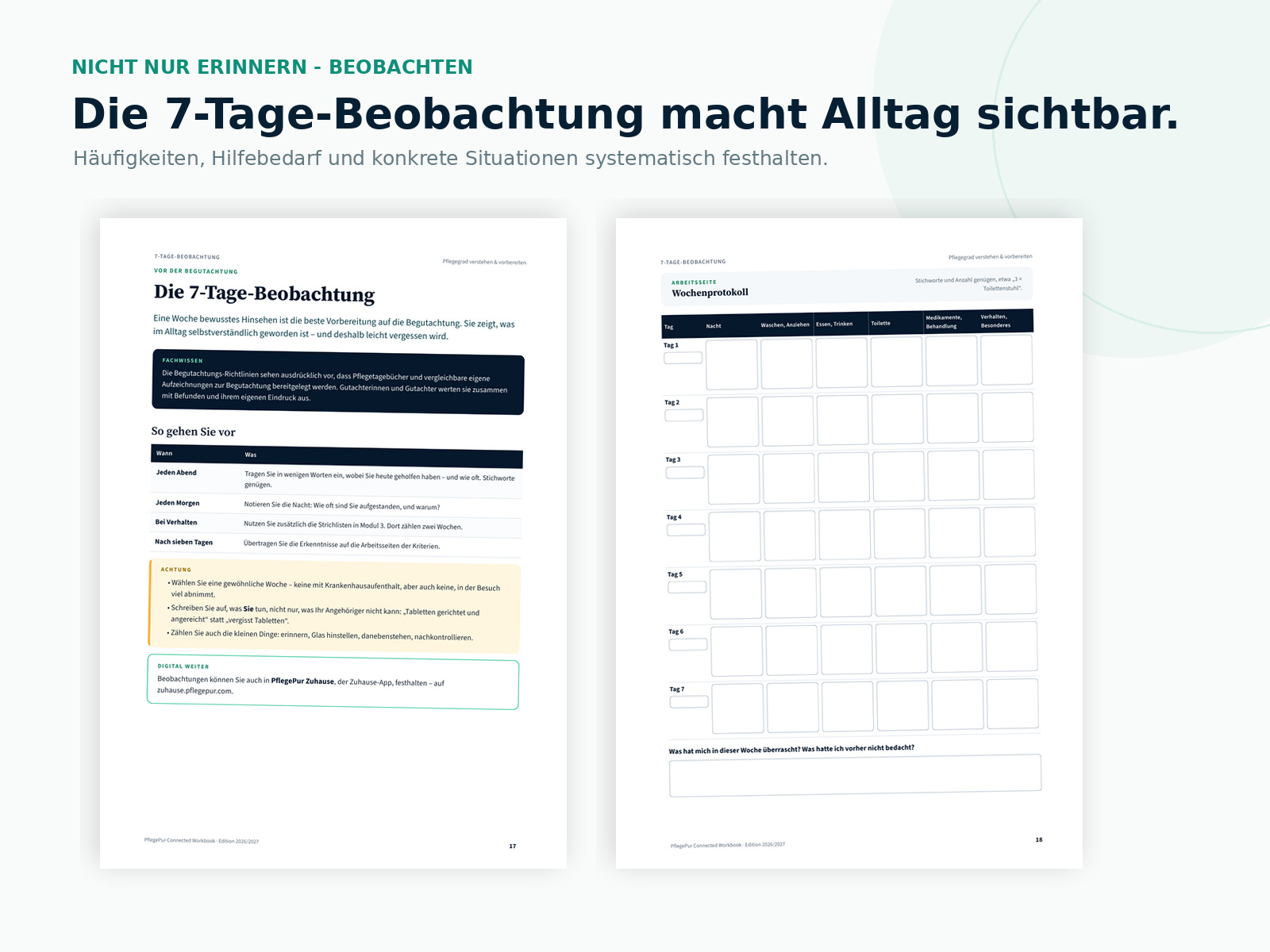 Pflegegrad verstehen & vorbereiten – Das PflegePur Connected Workbook · Einblick 3